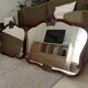 Pair of large antique Rococo style Louis XV mirrors in carved solid wood.