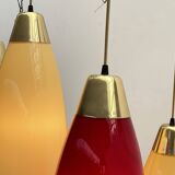 red and yellow murano glass pendants