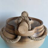 Roped soup tureen in stoneware from the potters of the Salins-les-Bains Abbey