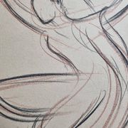 Danseuse orientale en bichromie, pastel original signé de Jean Target, années 50, 28 x 38 cm