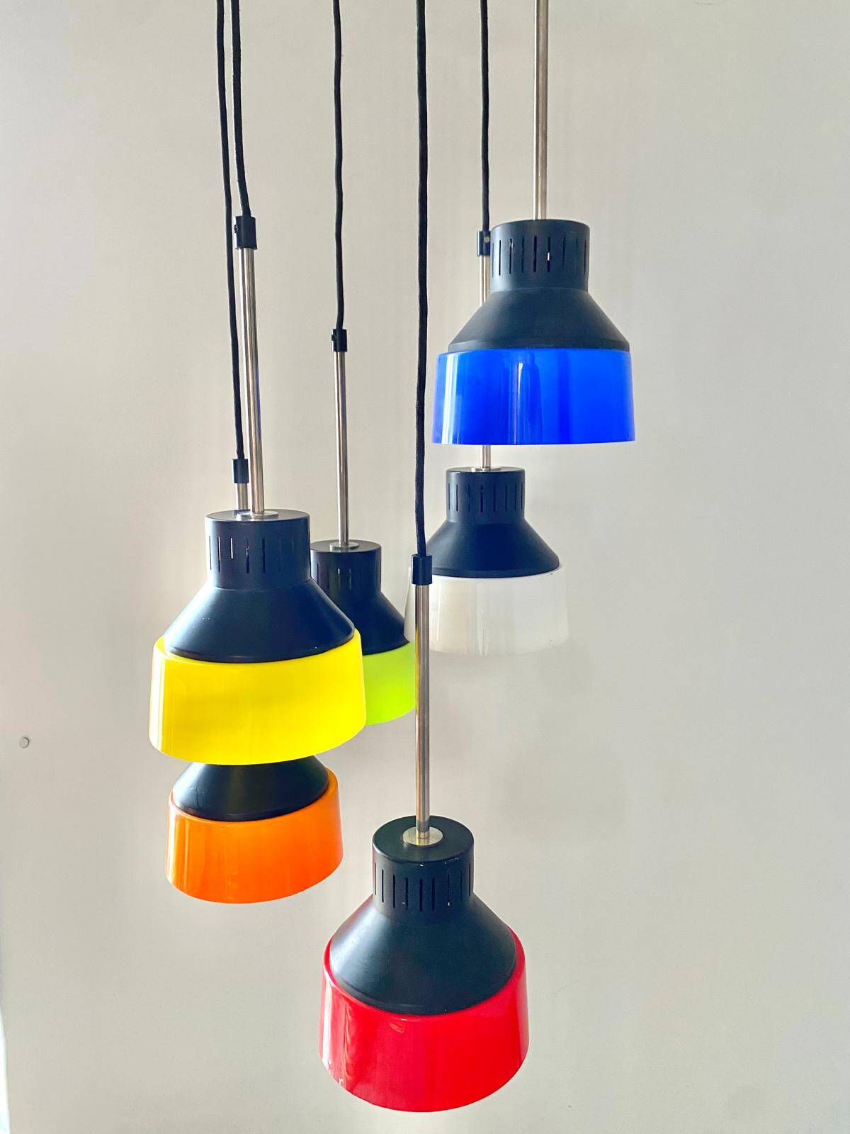 Lustre italien moderne en cascade du milieu du siècle