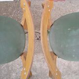 Paire de chaises 1960 skai vert et bois