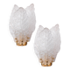 Set of 2 Florence, elegant Murano wall light transparent leaves, 1970