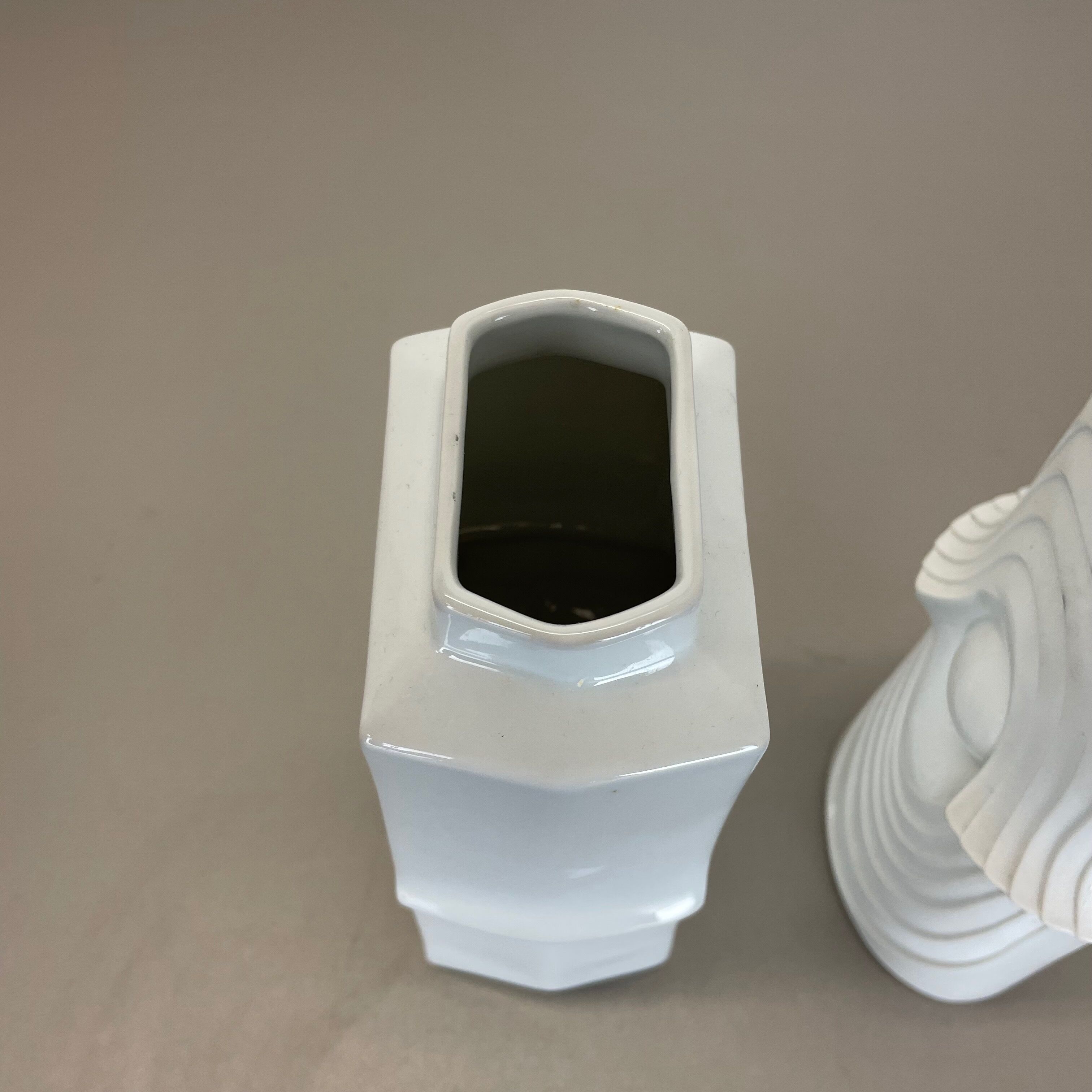 Set of 2 original porcelain op art vase made by Royal Bavaria Kpm Germany, 1970s