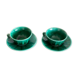 Duo of green ceramic cups