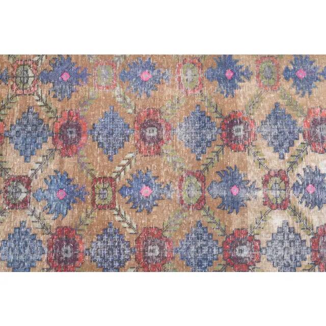Tapis vintage turc Oushak fait main en laine et coton marron