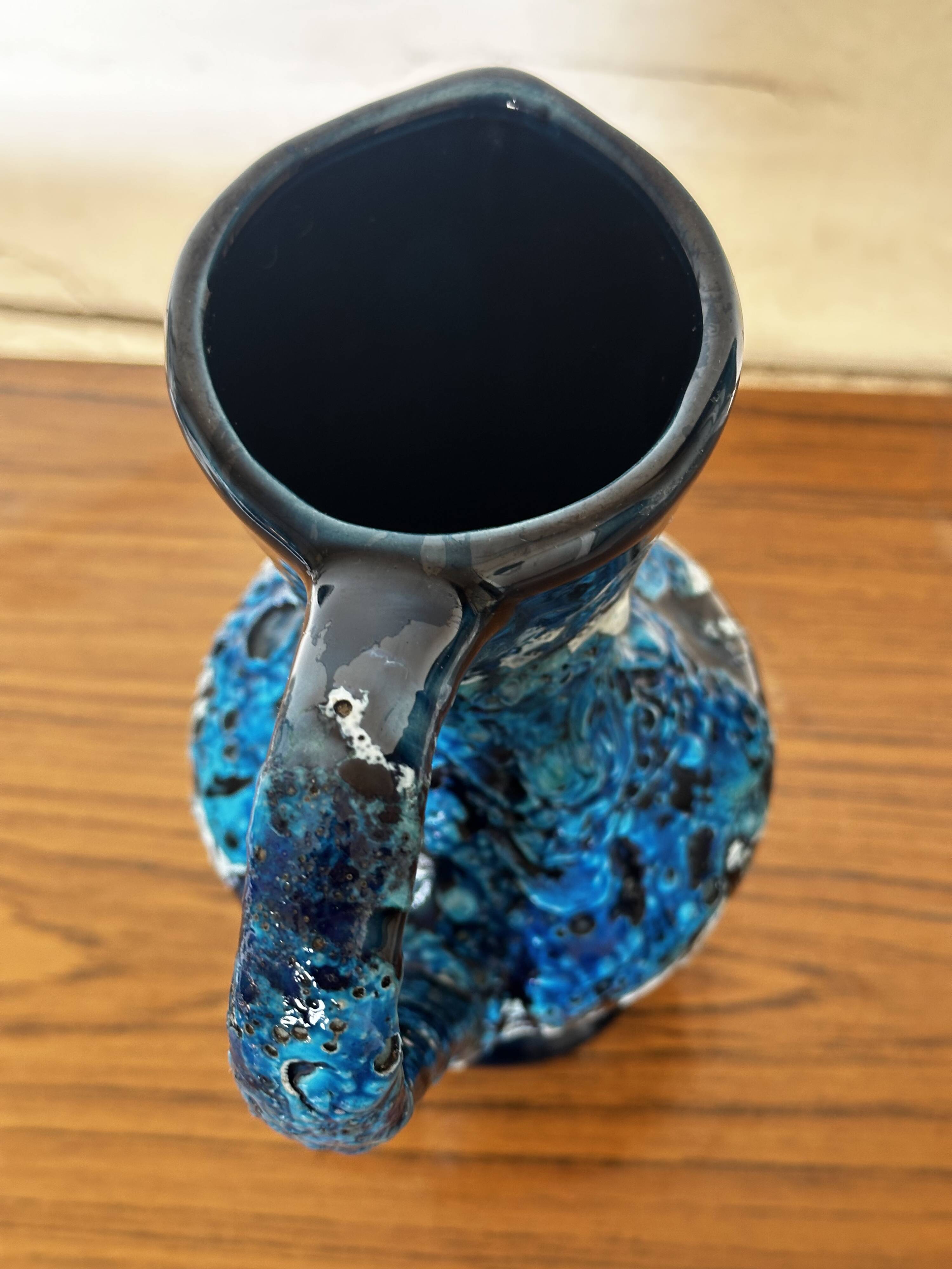 Fat Lava Ceramic Soliflore Vase Vallauris Blue H 31 cm