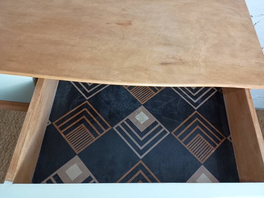 vintage relooked solid birch console