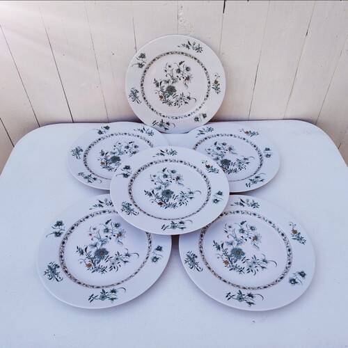 6 flat plates, Limoges porcelain, Bernardaud, Beijing No. 2
