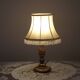 Vintage French Round Brass and Onyx Table Lamp With Cream Fringed Shade