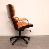 Swivel office chair - highback - in cognac leather by Ico Parisi for MIM - Italy - 1970's