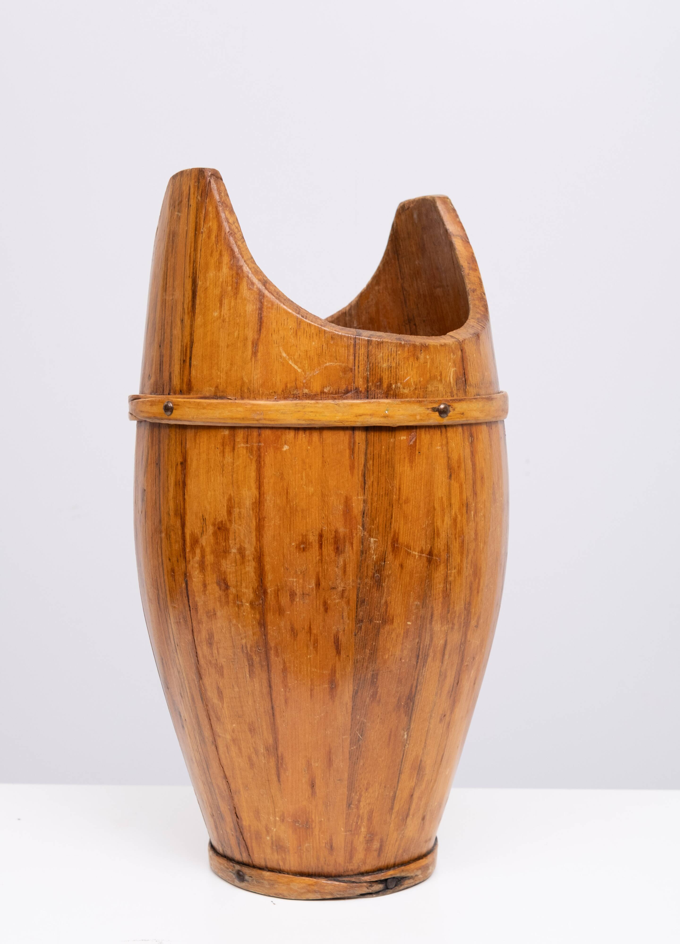 Curved wooden umbrella stand 1960s France
