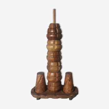 Carved wood shells salt and pepper shaker