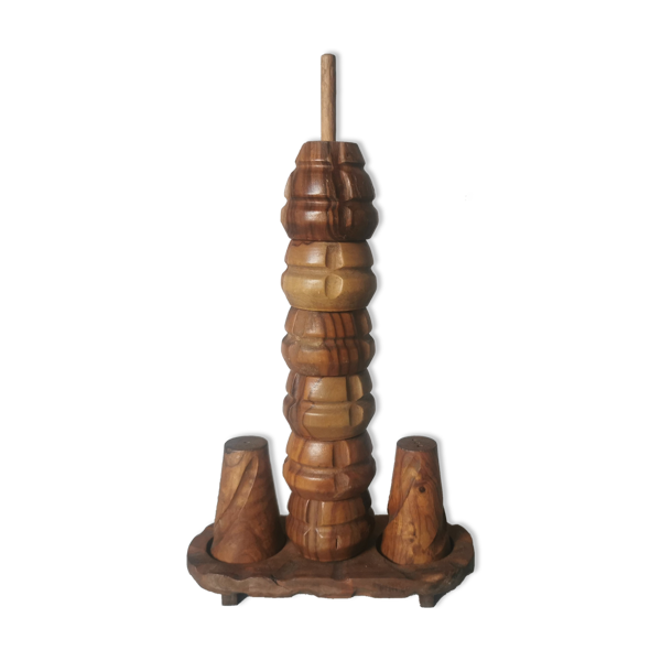 Coquetiers bois sculpté salière et poivrière