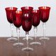 6 large vintage chalice ruby red stemmed glasses
