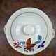 Large vintage soup tureen Digoin Sarreguemines – Brown and blue floral decoration