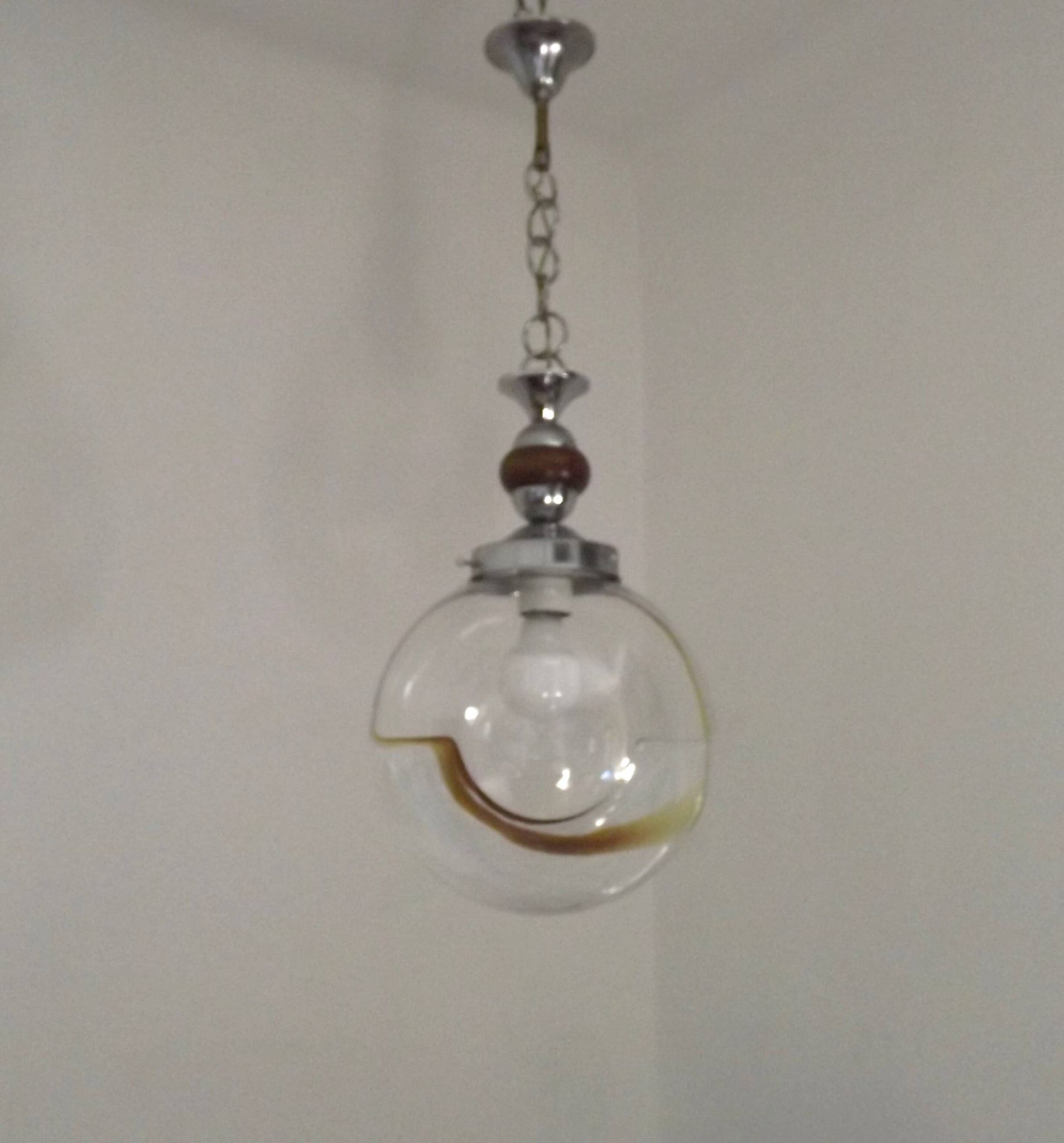 Suspension en verre de Murano ambré dans le goût de Mazzega