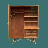 Armoire rotin et pieds compas 1960