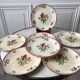 Set of 7 dessert plates gien model "lorraine" hand painted 30-40s