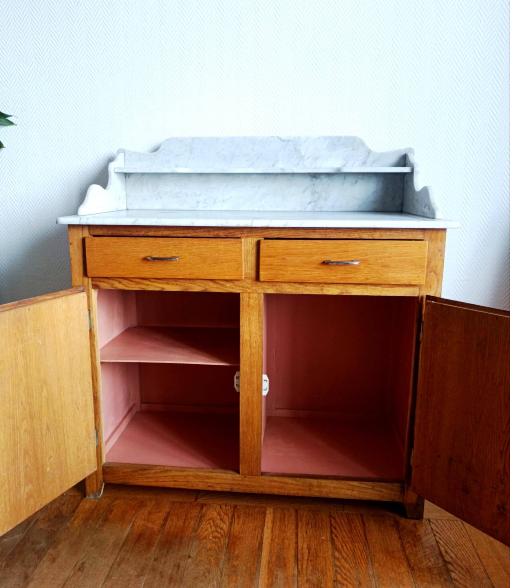 Art Deco marble bathroom cabinet