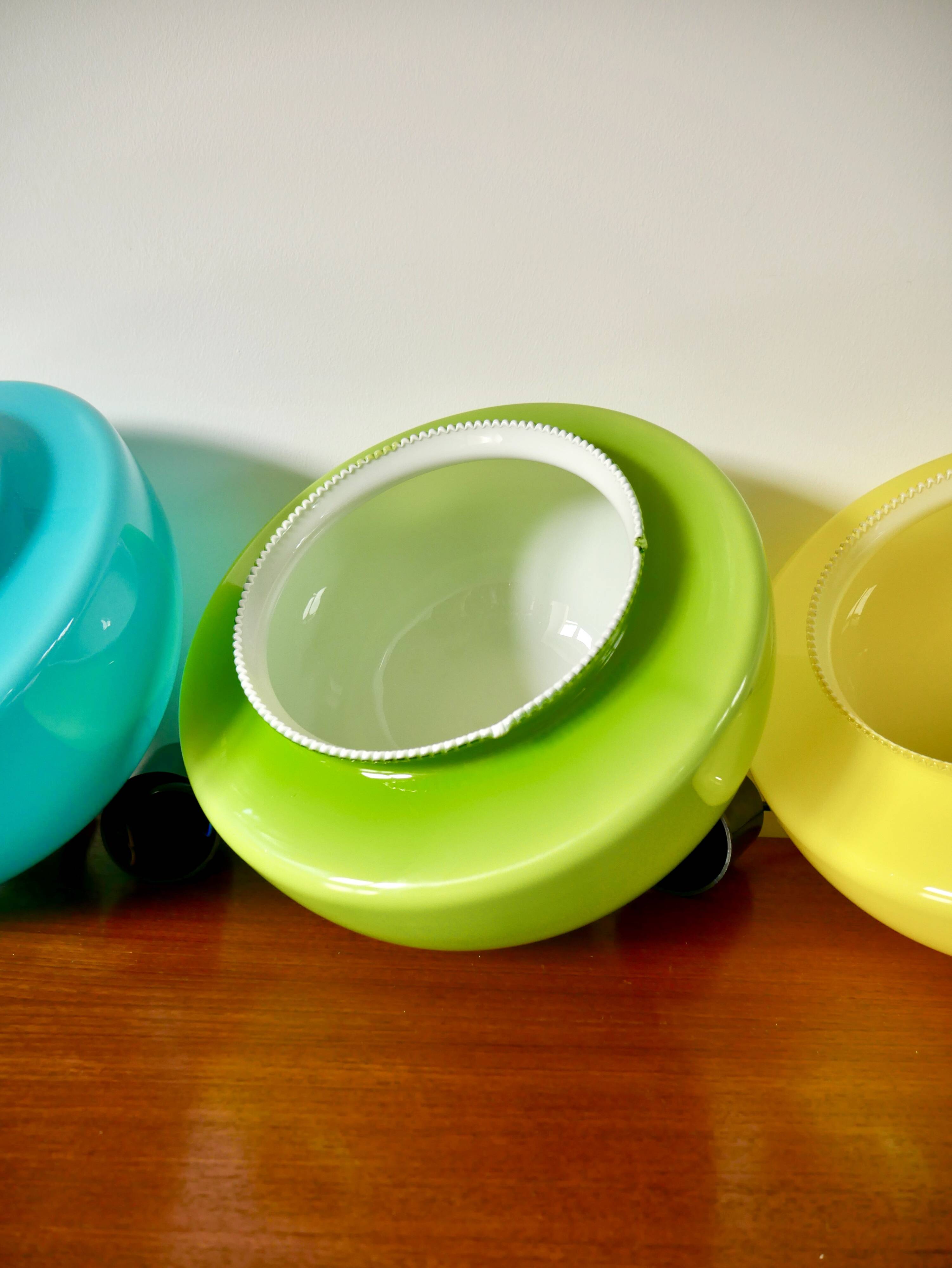 Suspension in green opaline mushroom design 60s-70s