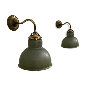 Pair of mercerized glass Astax wall sconces