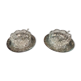 Coffret sel et poivre en cristal et métal argenté