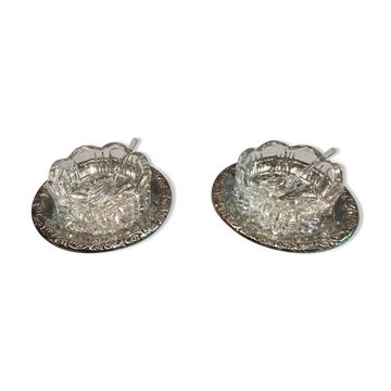 Crystal and silver-plated salt and pepper set