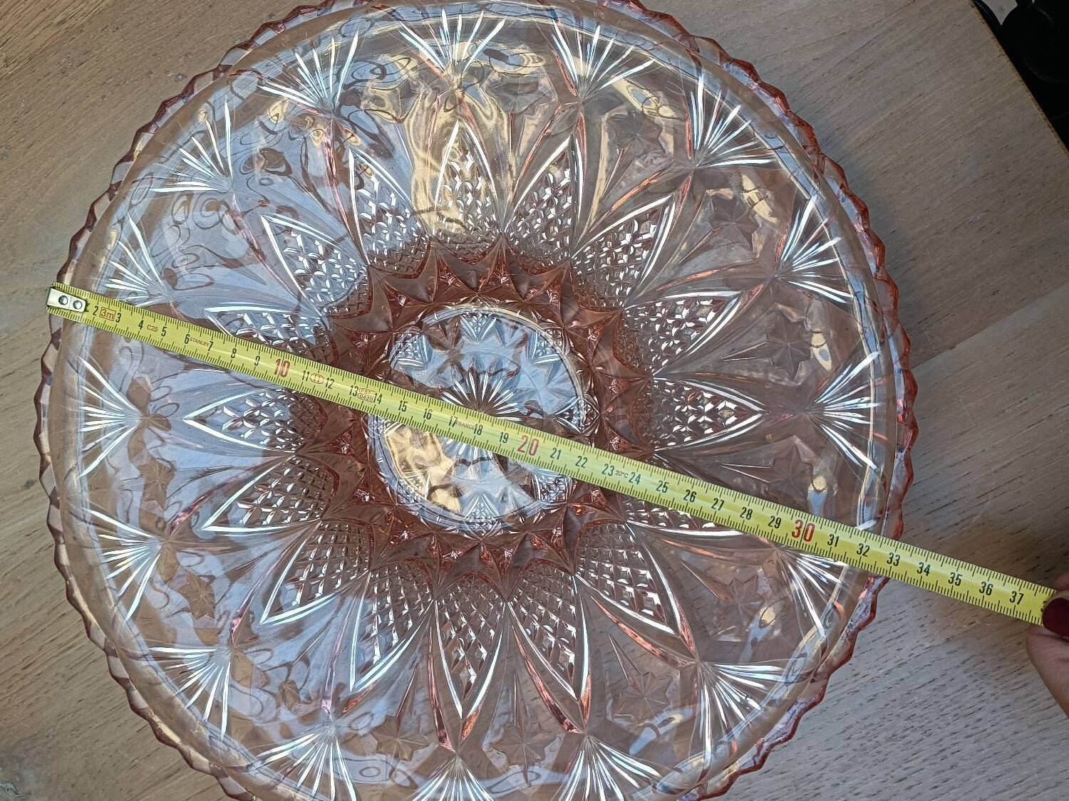Grand plat Art déco verre rose