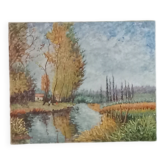 Oil on canvas signed-landscape