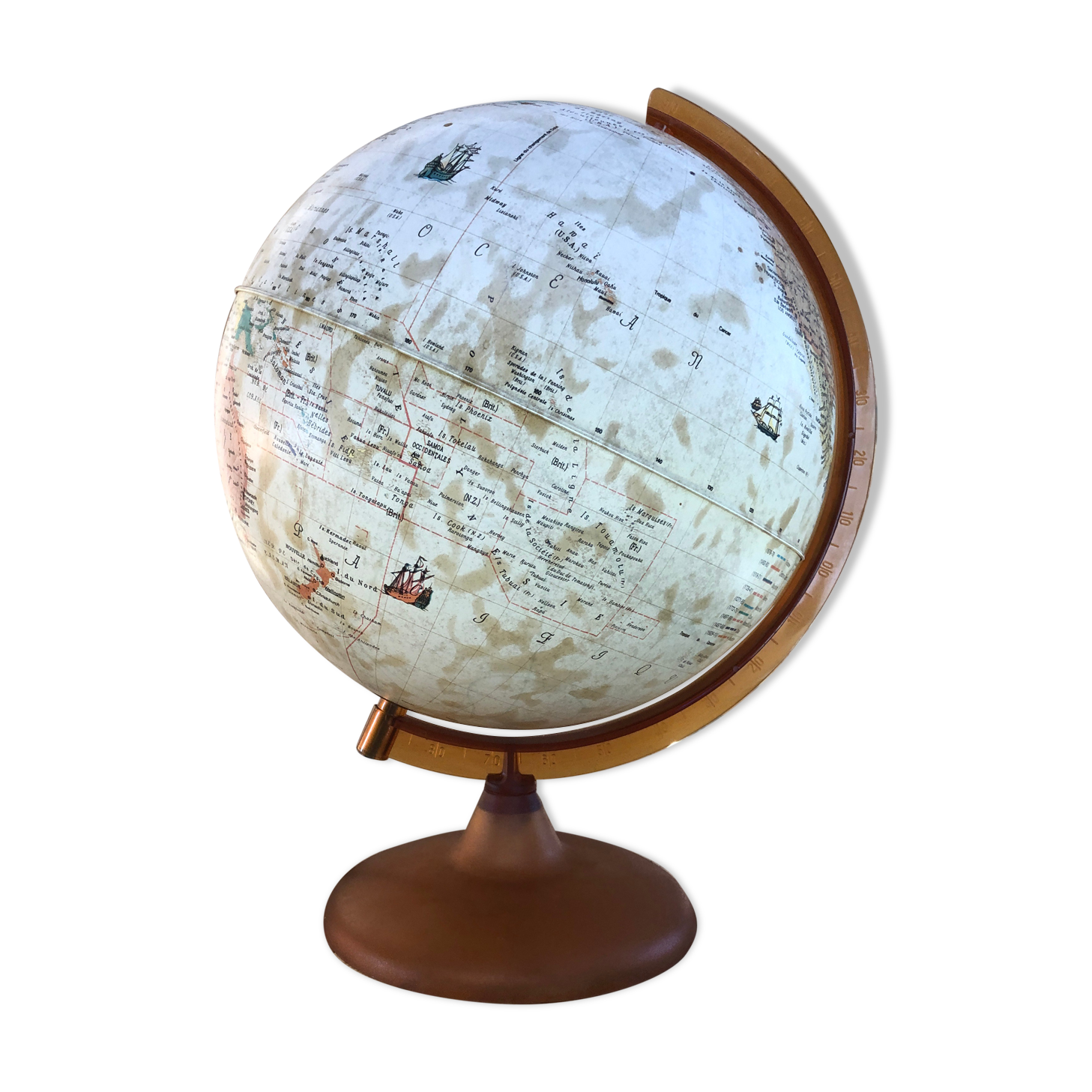 Old globe world map tecnodidattica beige