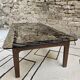 Vintage 1970s smoked glass wood coffee table