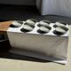 Set of 7 handmade grey glazed ceramic deep plates D18.5 H5.