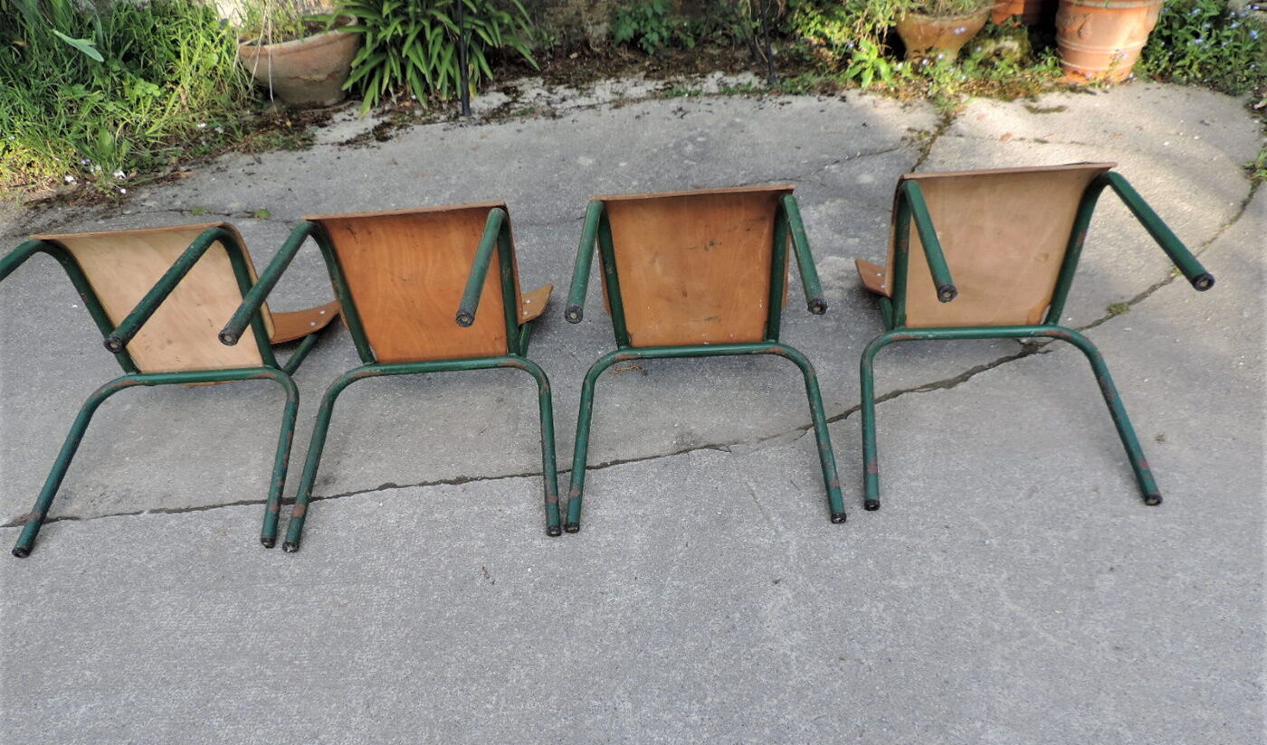 set of four school chairs 1950