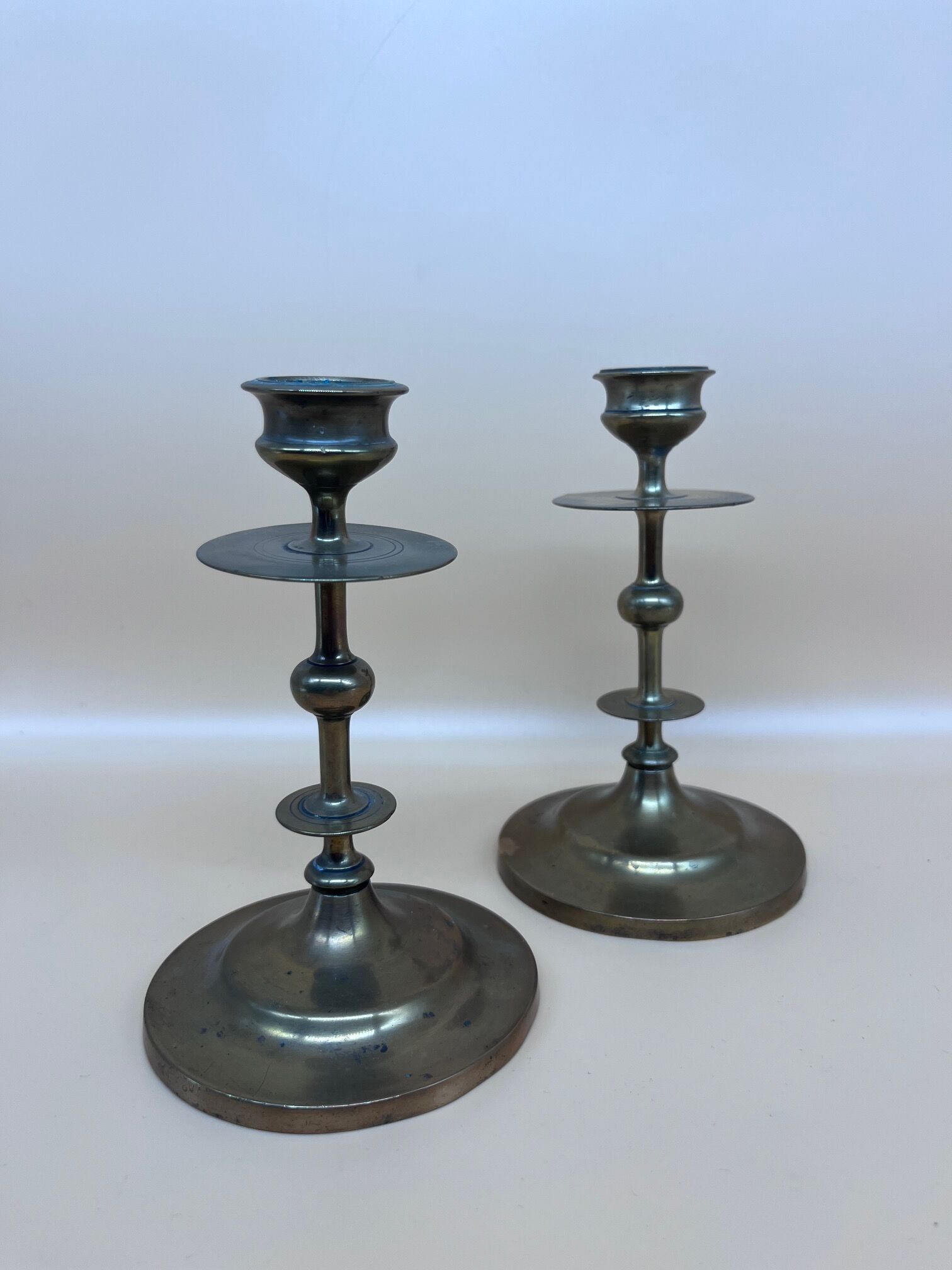 Pair of brass candle holders