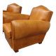 Pair leather club armchairs