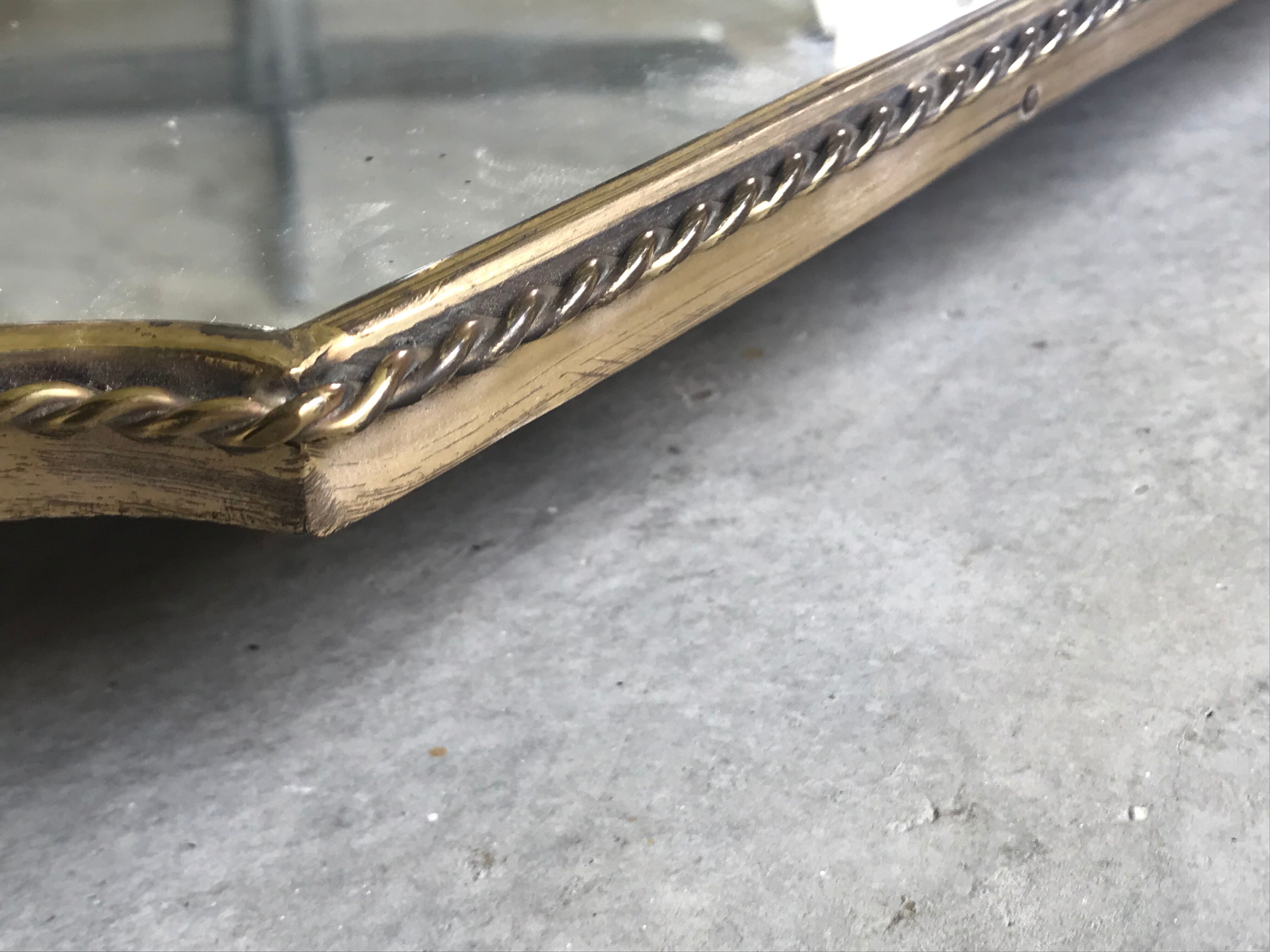 Italian brass mirror from the 50s 77x42cm