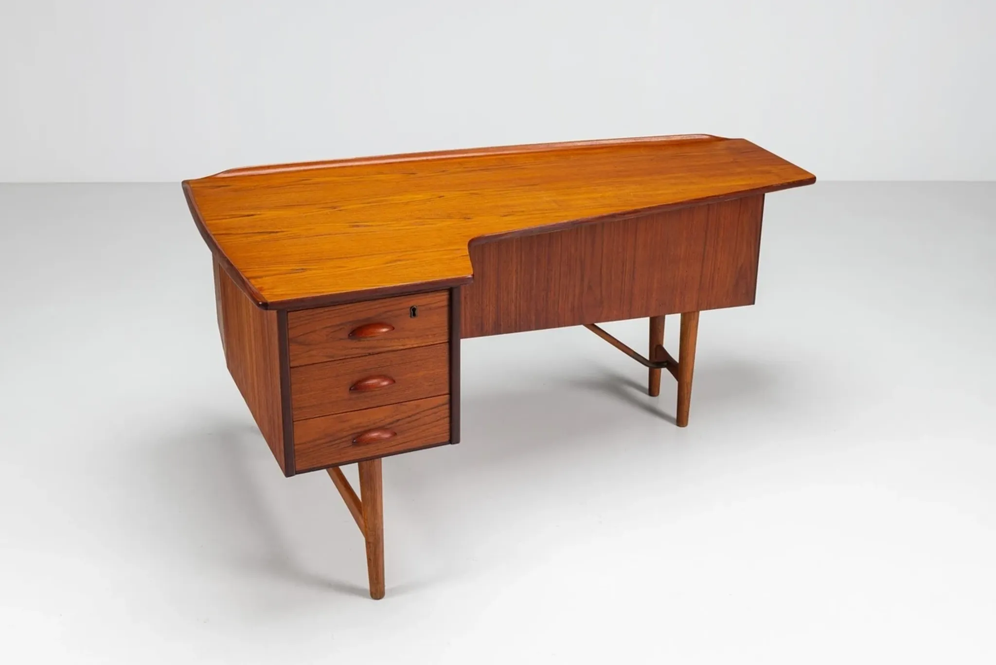 Peter Lovig Nielsen boomerang writing desk teak Lovig Denmark 1960