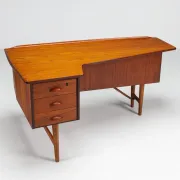 Peter Lovig Nielsen boomerang writing desk teak Lovig Denmark 1960