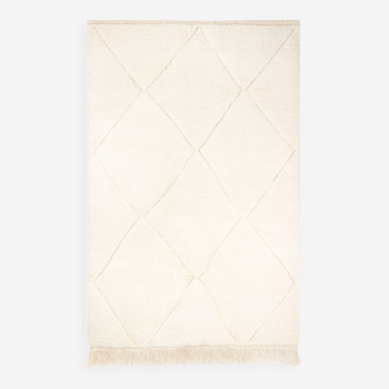 Berber carpet beni urain ecru with diamonds in relief 256 x 170 cm