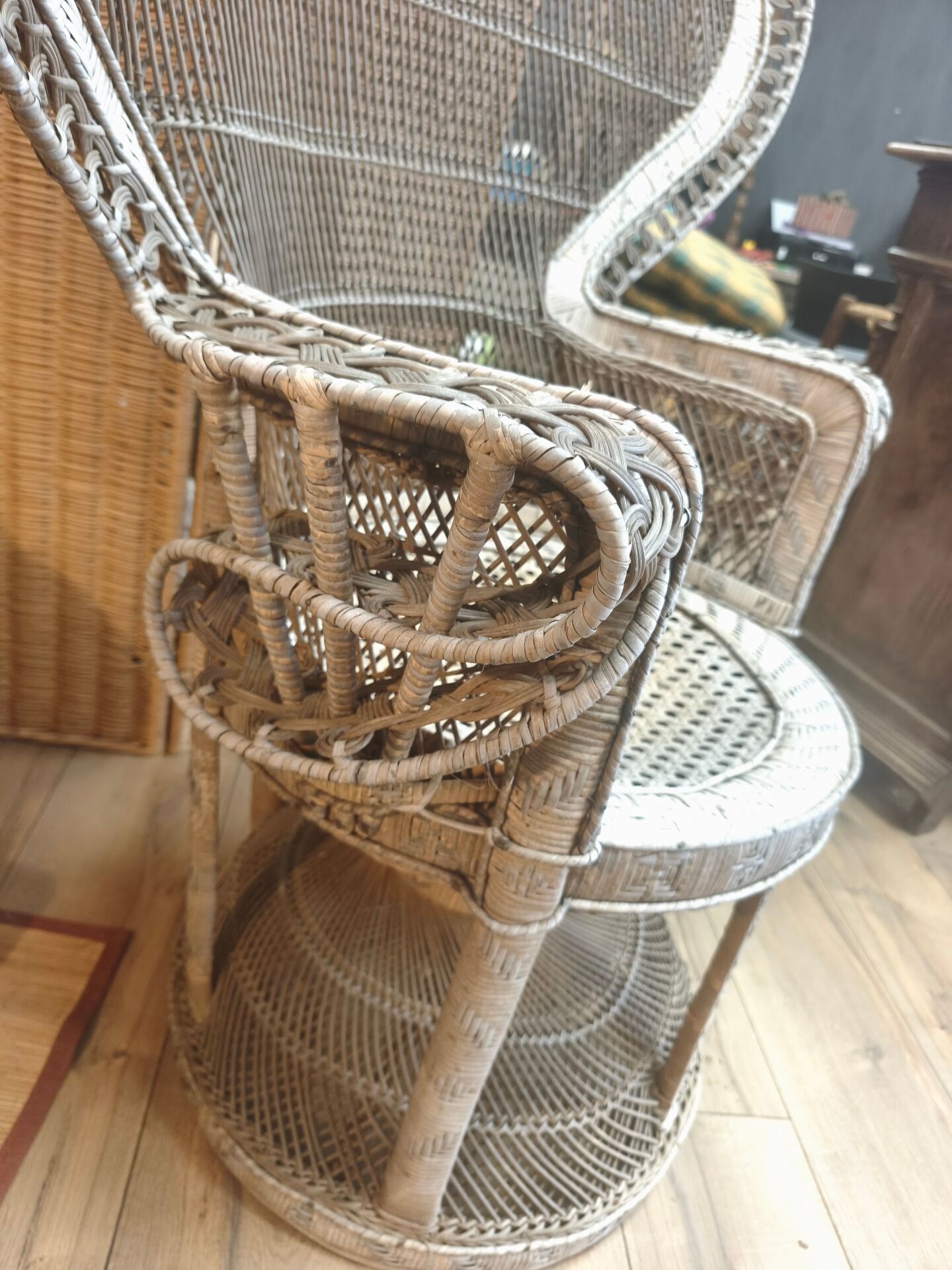 Antique armchair in rattan and wicker