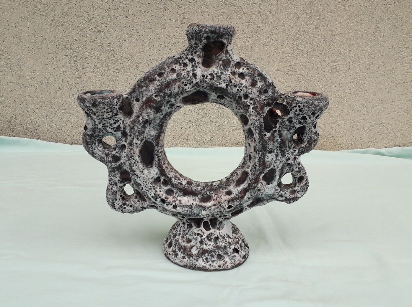 Ceramic candle holder fat lava