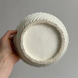 White woven ceramic basket