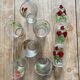 Set of 9 vintage glasses with flower designs - red roses -