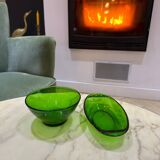 Ensemble Bol et Ramequin vert en verre
