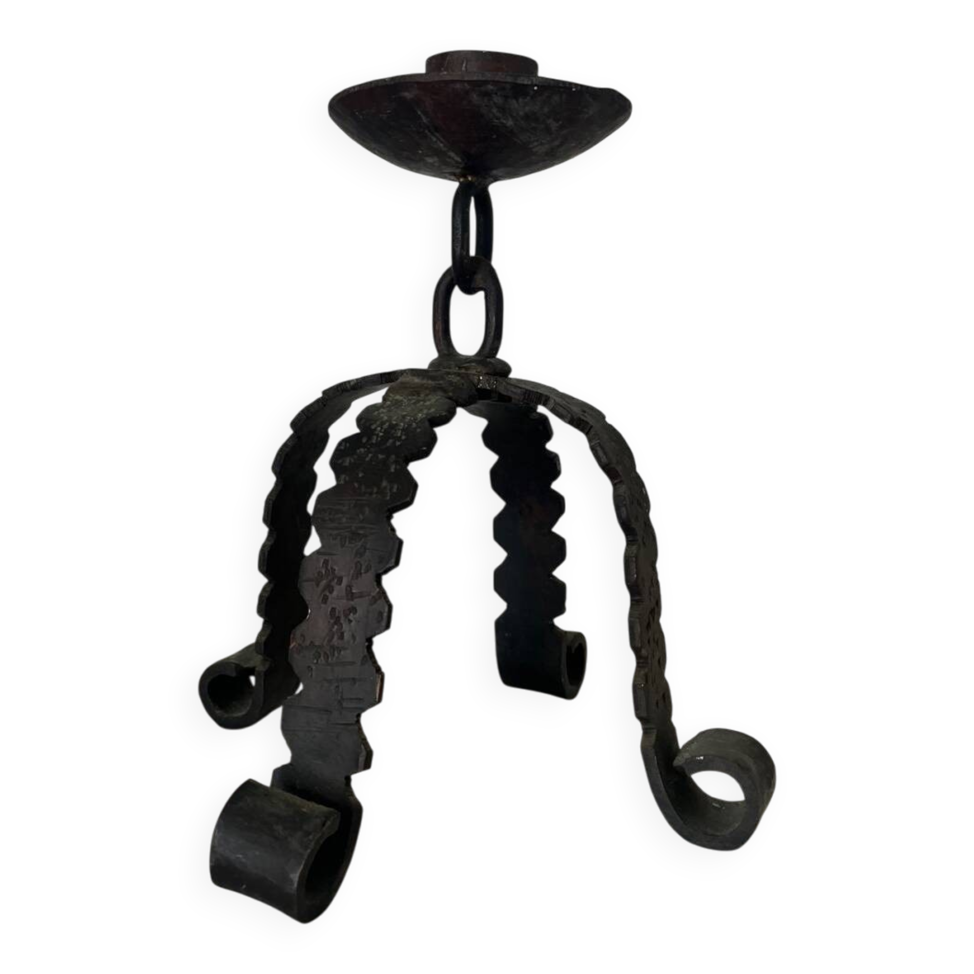 Brutalist iron candlestick Folk art