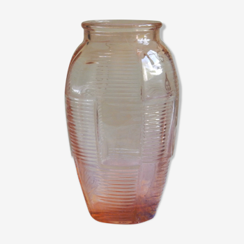 Art deco pink glass vase