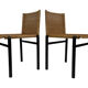 Vintage set van 4 eetkamerstoelen jaren 80 design riet staal