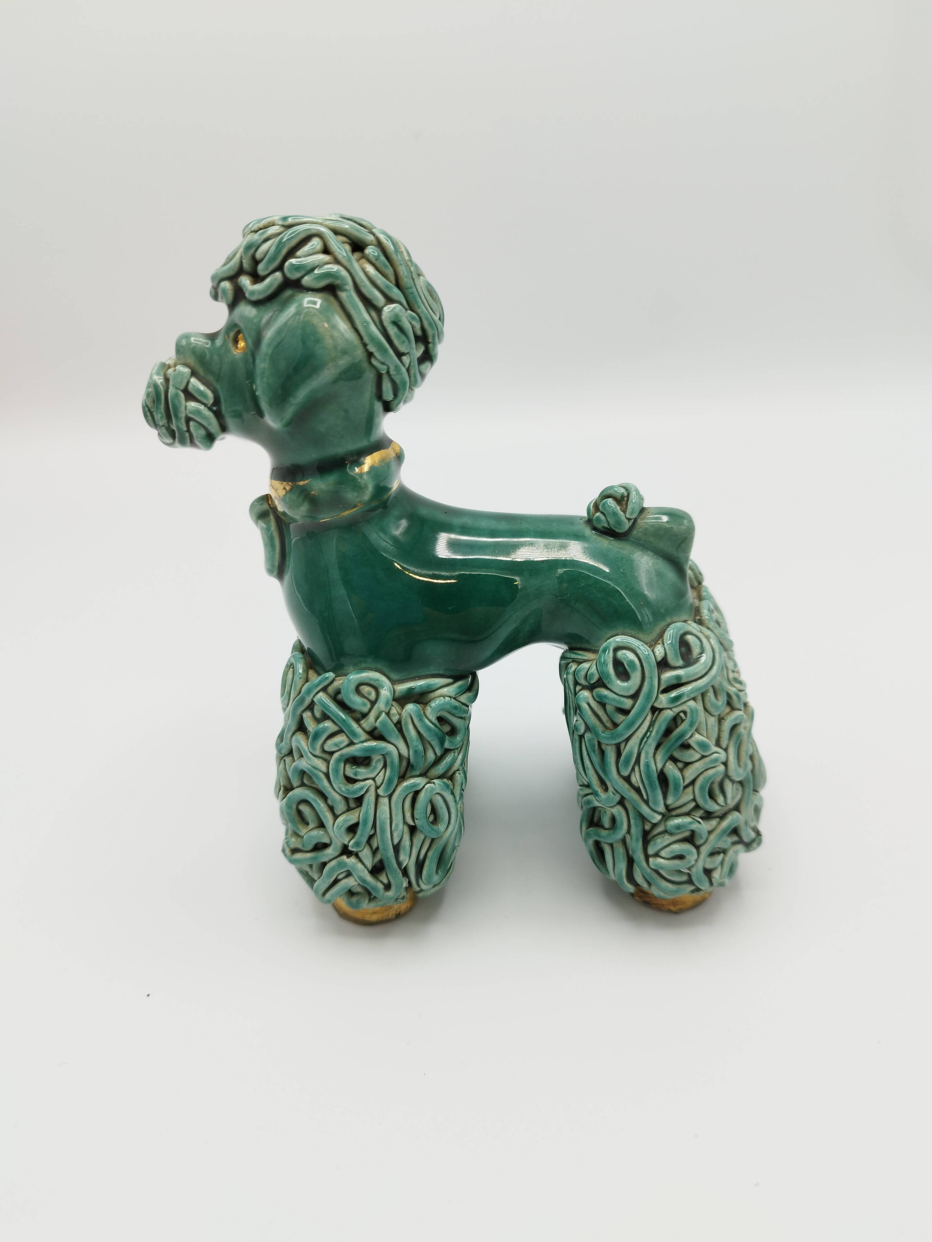 Lot of 2 royal poodles in 1960s spaghetti ceramic