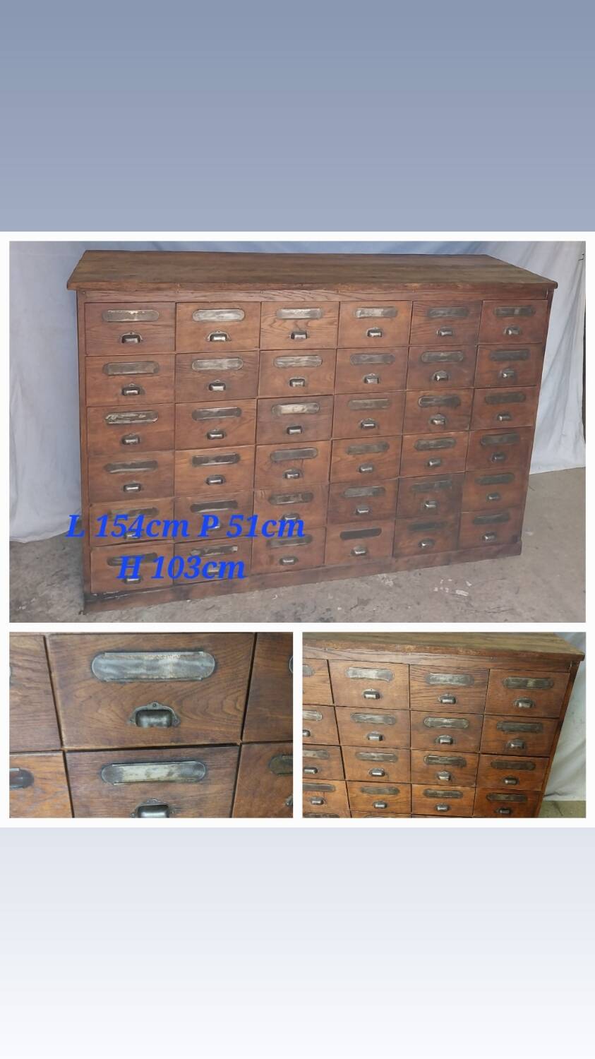 Wooden trade furniture with 36 drawers